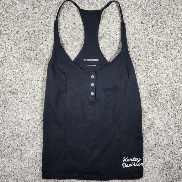 Harley-Davidson Tops - Harley-Davidson Black Racerback Henley Tank Top